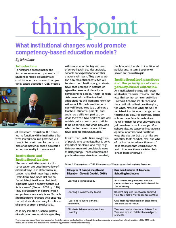 TP CBE Institutional Changes